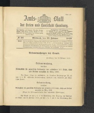 No.36, Mittwoch, den 12. Februar 1919