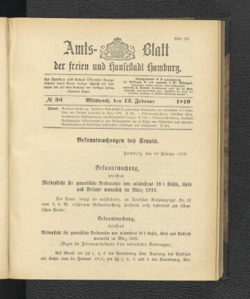 No.36, Mittwoch, den 12. Februar 1919