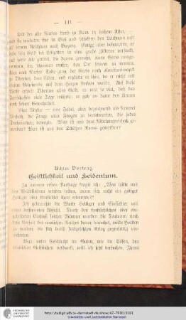 Achter Vortrag. Geistlichkeit und Heidentum