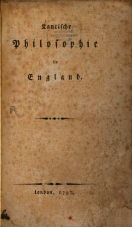 Kantische Philosophie in England