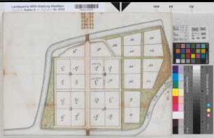 Gemen (Borken) Plan des Küchengartens 18.Jh. o.M. 37 x 50 kol. Zeichnung Landsberg-Velen Nr. 727