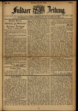 Ausgabe vom Montag, den 16. März 1885.