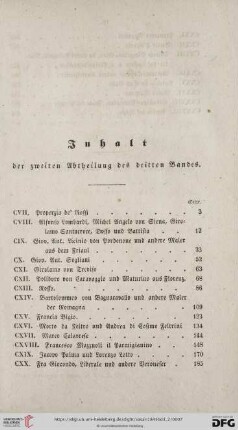 Inhalt der zweiten Abtheilung des dritten Bandes