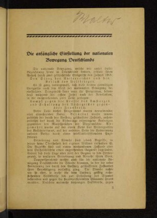 Die anfängliche Einstellung der nationalen Bewegung Deutschlands