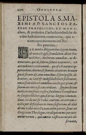 Epistola S. Maximi Ad Sanctos Patres Praepositos, Et Monachos ...