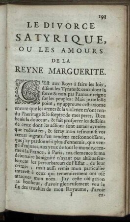 Le Divorce Satyrique, Ou Les Amours De La Reyne Marguerite