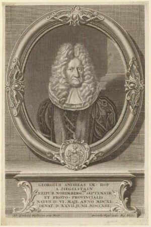 Georg Andreas Imhoff, Septemvir und vorderster Landpfleger; geb. 16. Mai 1640; gest. 27. Juni 1713