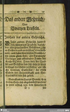 Das andere Gespräch, Von schwartzen Teuffeln