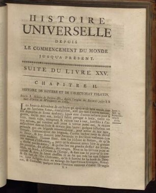 Suite du Livre XXV. [Histoire des Principaux Ètats[...]], Chapitre II. Histoire de Baviere et de L´Electorat Palatin.