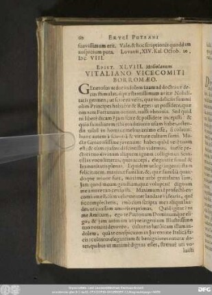 Epist. XLVIII. Mediolanum. Vitaliano Vicecomiti Borromaeo.
