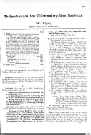 208. Sitzung, Stuttgart, 14.12.1923
