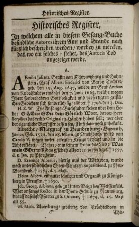 Historisches Register.
