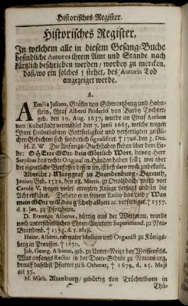 Historisches Register.