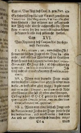 Cap. XVI. Von Regierung deß Conjunctivi durch gewisse Particulas.