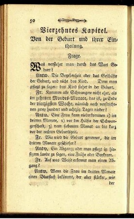 Vierzehntes Kapitel. Von der Geburt und ihrer Eintheilung.