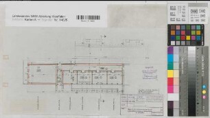Münster (Münster) Neubau der Landesuntersuchungsämter Verbindungsbau - Grundriß Keller 1958 1 : 100 25,5 x 47 Pause Staatshochbauamt Münster Regierung Münster Nr. 34048