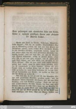 Dem gestrengen und ehrenfesten Assa von Kram, Ritter [et]c. meinem günstigen Herrn und Freunde Dr. Martin Luther.