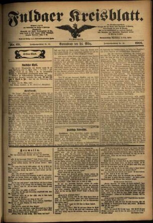 Erste Ausgabe vom Samstag, den 24. März 1906.