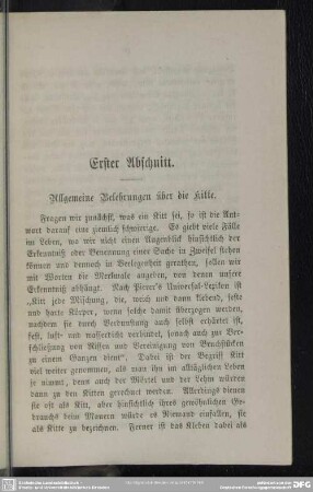 Erster Abschnitt. Allgemeine Belehrungen über die Kitte.