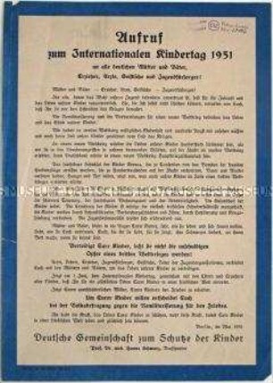 Aufruf der Deutschen Gemeinschaft zum Internationalen Kindertag