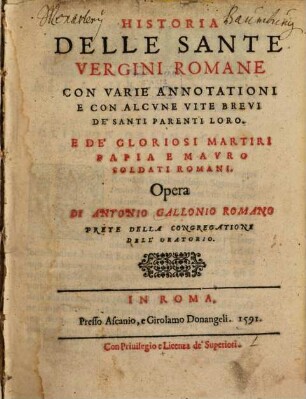 Historia delle sante vergini romane