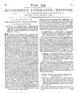 [Horner, J. J.]: Aufsätze für und gegen die Pestalozzische Unterrichtsmethode. Zürich: Geßner 1806