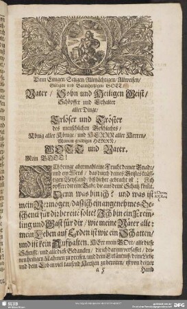 Zuschrifft an den Drey Einigen Gott
