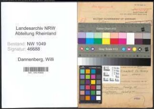 Entnazifizierung Willi Dannenberg , geb. 16.05.1911 (Lehrer)