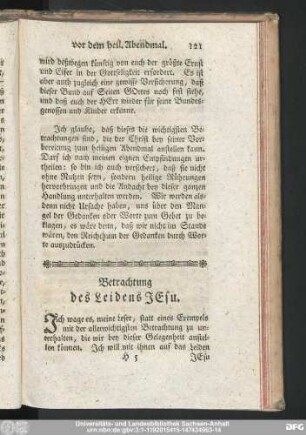 Betrachtung des Leidens Jesu.