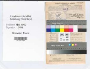 Entnazifizierung Franz Sprissler, geb. 26.07.1889 (Techn.Angest.)