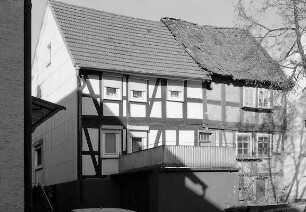 Fachwerk - Doppelhaus (Fachwerk - Doppelhaus); Burghaun, Brunnenstraße 26, Brunnenstraße 28