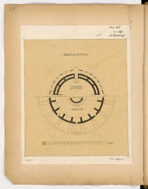 Wasserturm, Colmar Monatskonkurrenz März 1883: 2 halbe Grundrisse; Maßstabsleiste