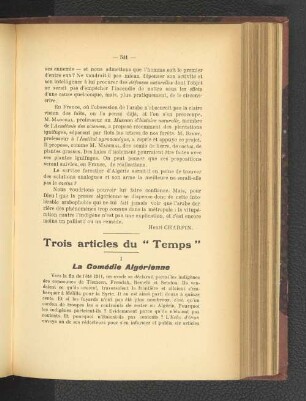 Trois articles du "Temps".