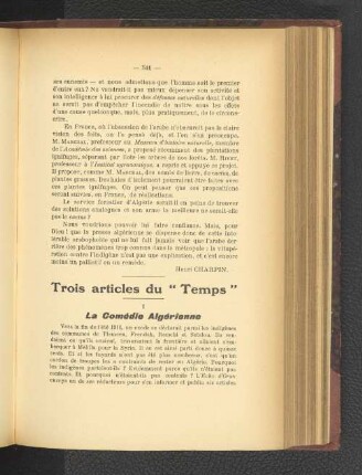 Trois articles du "Temps".