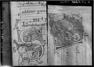 Reichenau Mittelzell Handschrift - Zeichnungen von einem Notenblatt