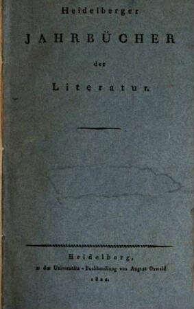 Heidelberger Jahrbücher der Literatur. 15,2, 15,2 = H. 7/12 = N.F. 2. 1822