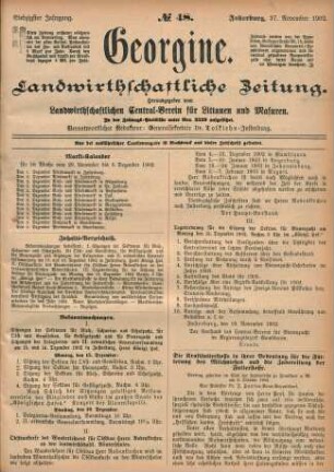 Siebzigster Jahrgang. No. 48. Insterburg, 27. November 1902.