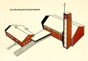 Grund, Peter; Bottrop - Batenbrock; Ev. Auferstehungskirche und Pfarrhaus - Vogelperspektive