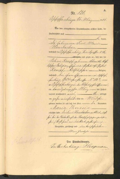 Standesamtsbuch der Stadt Aschaffenburg: Geburten 365/1900 - 184/1901
