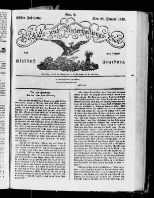 Geschäfts- und Unterhaltungsblatt für Gladbach und dessen Umgebung. 1828-1838
