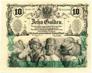Geldschein, 10 Gulden, 15.1.1863