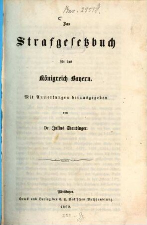 Das Strafgesetzbuch für das Königreich Bayern : mit Anmerkungen