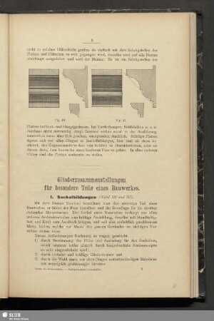 Gliederzusammensellungen für besondere Teile eines Bauwerkes