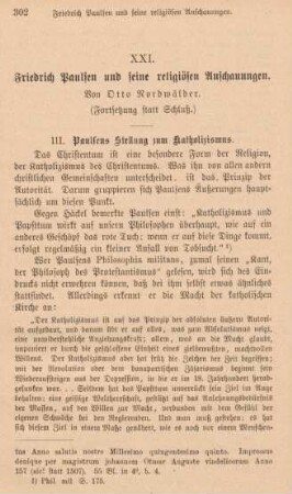 302-307 Friedrich Paulsen und seine religiösen Anschauungen : Fortsetzung