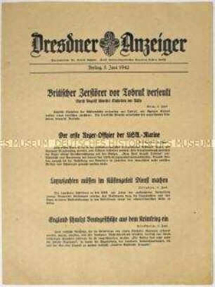 Nachrichtenblatt "Dresdner Anzeiger" u.a. zur US-Marine