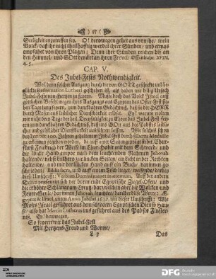 Cap. V. Des Jubel-Fests Nothwendigkeit.