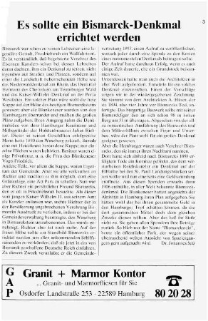 Es sollte ein Bismarck-Denkmal errichtet werden