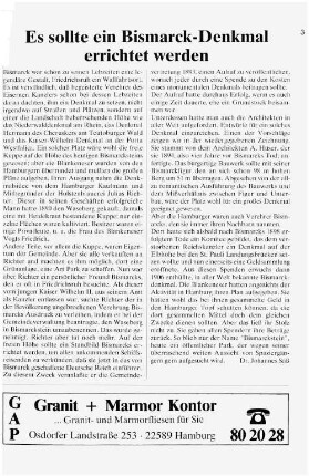 Es sollte ein Bismarck-Denkmal errichtet werden