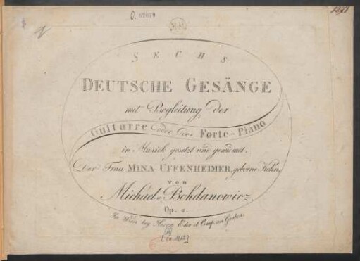 Sechs Deutsche Gesänge mit Begleitung der Guitarre oder des Forte-Piano : Op. 2.