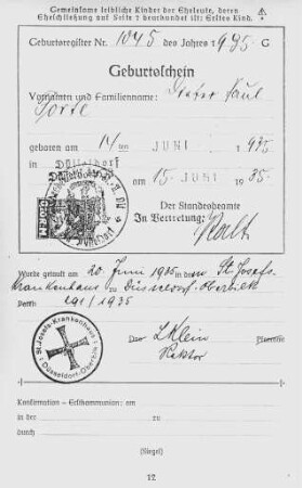 Lebensdokumente Dieter und Wolfgang Forte